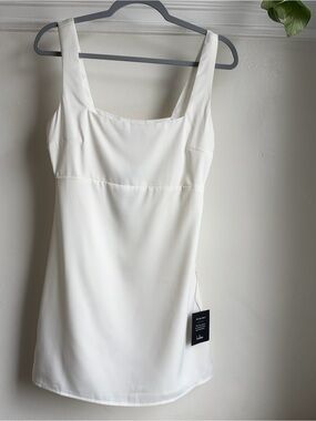 NWT Lulus White Square Neck Empire Waist Mini Dress - Size Small